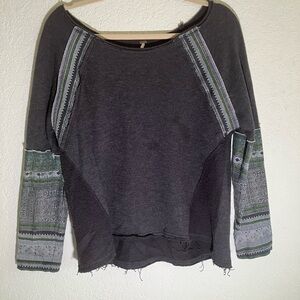 Free People mixed fabric shirt 
Size XS